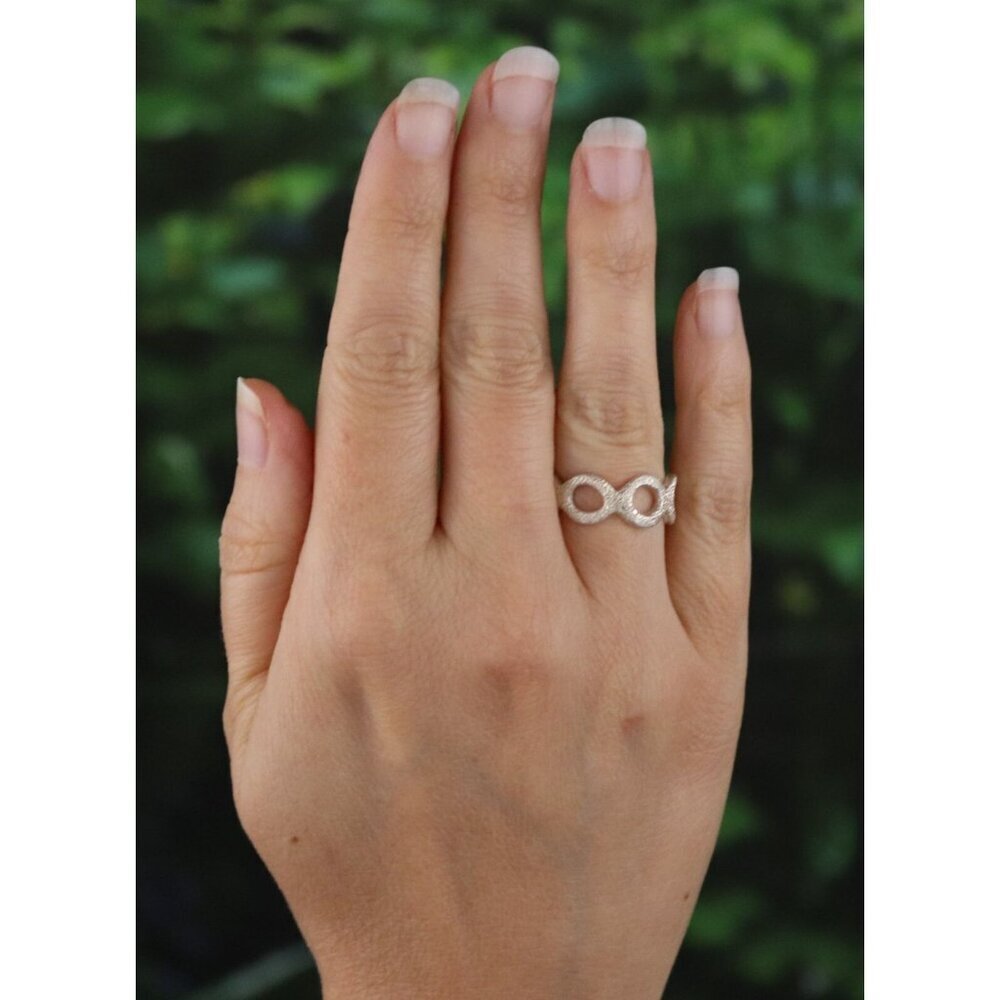 Sterling Silver Textured O Ring Band Circle Design Size 7 - Picture 2 of 6